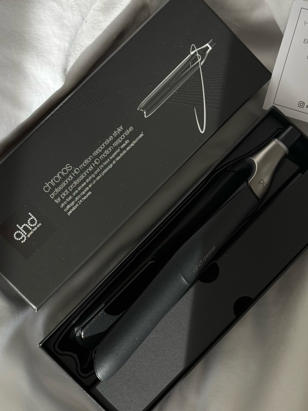 ghd Chronos Sleek Black Hair Straightener in Silver Accents